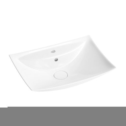 Раковина из сантехнического фарфора Wellsee Cerulean 151001000 60х40 накладная цвет белый 1 отверстие под смеситель - фото 2