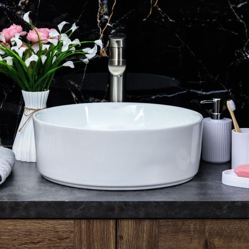 Раковина из сантехнического фарфора Melana 320340-805 40х40 накладная цвет белый без отверстий под смеситель - фото 3