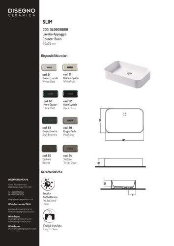 Раковина керамическая Disegno Ceramica Slim SL06038001 60х40 накладная цвет белый - фото 2