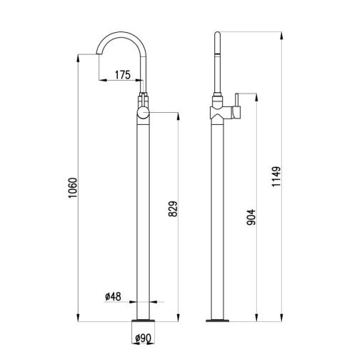 Смеситель для раковины RavSlezak Seina SE925.5 напольный хром - фото 2