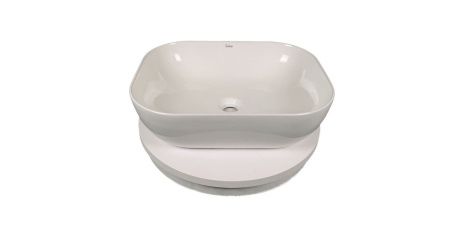 Раковина из сантехнического фарфора Sintesi SIN-LVB-APP-403 50х40 накладная цвет белый без отверстий под смеситель