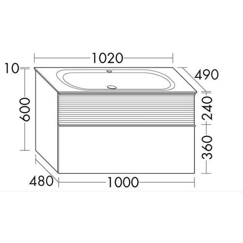 Тумба с раковиной Burgbad Fiumo SFXN102F3958FOT52G0200C0001*1 100х50 подвесная цвет коричневый/серый - фото 2