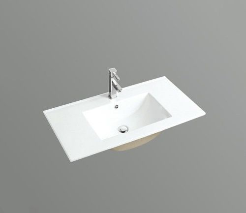 Раковина из сантехнического фаянса CeramaLux 9090E 90х50 встраиваемая цвет белый 1 отверстие под смеситель - фото 2