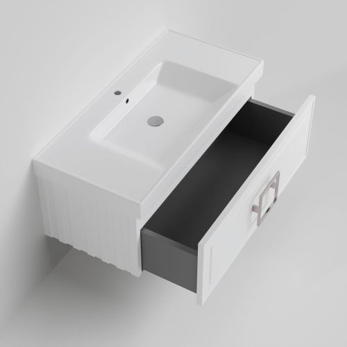 Тумба с раковиной La Fenice CUBO NFNC-01-CUB-B-100-1-100 100х50 подвесная цвет белый - фото 2