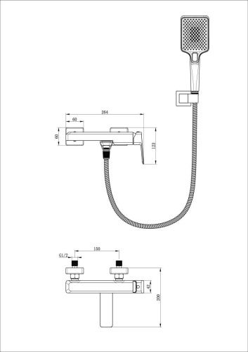 Смеситель для ванны Wonzon & Woghand Diamond WW-88639011-CR настенный хром - фото 2