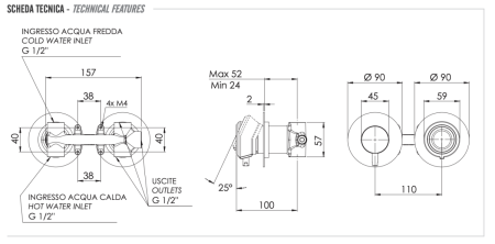 Смеситель для душа Remer Element ET93ZPNO встраиваемый в стену черный