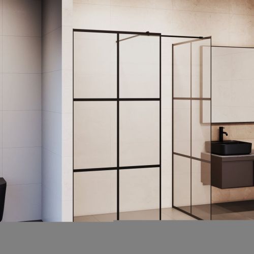 Душевая перегородка RGW Walk In 35102190-84 90х200 стекло с рисунком профиль черный - фото 2