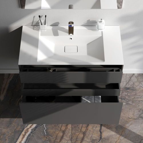 Тумба под раковину Am.Pm Inspire V2.0 M50AFHX1003GM 100х50 подвесная цвет серый - фото 3