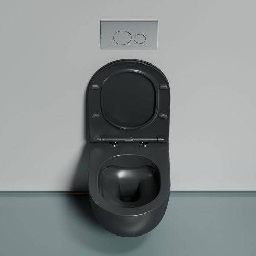 Унитаз подвесной Ceramica Nova MODENA CN6063MDH темно-серый с сиденьем микролифт безободковый душевой смыв - фото 4