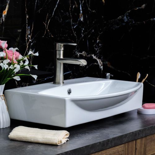 Раковина из сантехнического фарфора Melana 78014D-805 60х50 подвесная цвет белый 1 отверстие под смеситель - фото 5