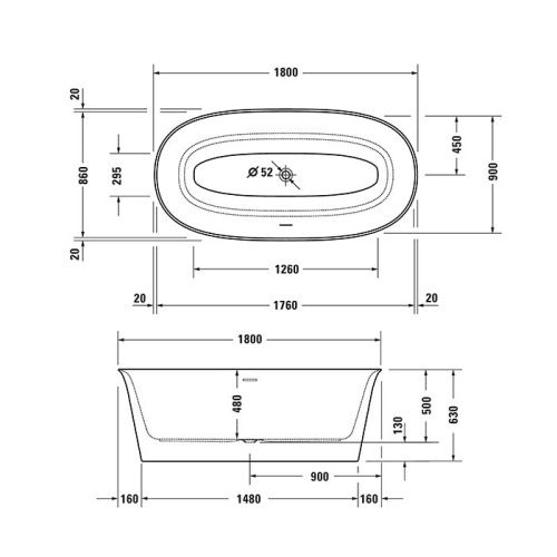 Ванна акриловая Duravit White Tulip 700469000000000 180х90 встраиваемая овальная с каркасом - фото 2