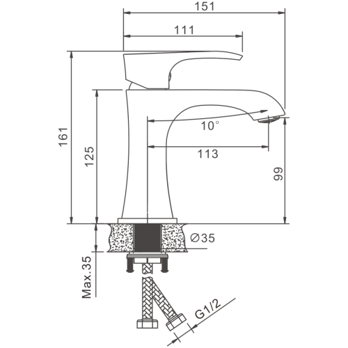 Смеситель BELZ B10507-5 на раковину золото - фото 2
