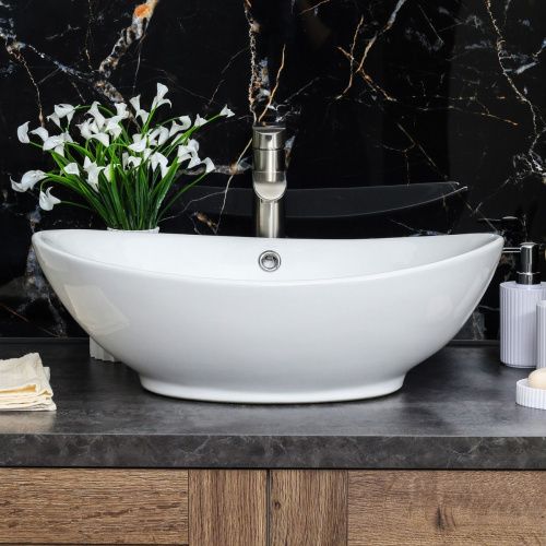 Раковина из сантехнического фарфора Melana 7027A-805 60х40 накладная цвет белый без отверстий под смеситель - фото 4