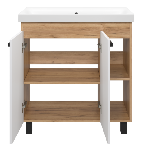 Тумба под раковину Misty Крафт П-Кра-07080-011 80х40 напольная цвет белый/коричневый - фото 3