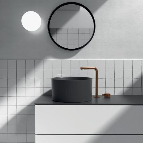 Раковина из сантехнического фарфора Galassia Core 7306NEMT 40х40 накладная цвет черный - фото 4