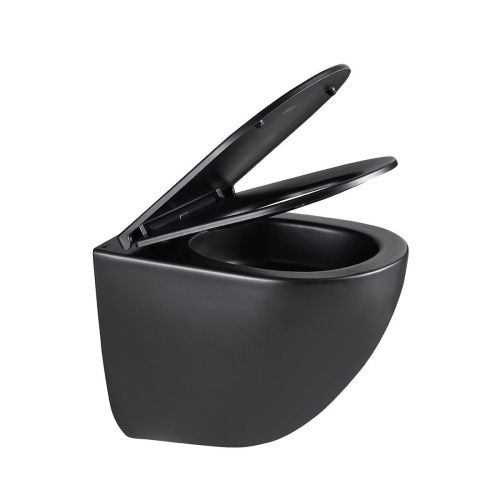 Унитаз подвесной LeMark Glazer 9612004 черный с сиденьем микролифт безободковый смыв торнадо - фото 2