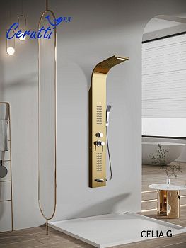 Душевая панель Cerutti SPA CT10404 настенная цвет золото