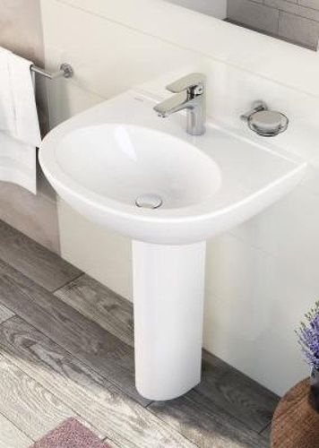 Раковина из сантехнического фарфора Vitra Zentrum 5786B003-0001 60х50 подвесная цвет белый 1 отверстие под смеситель - фото 2