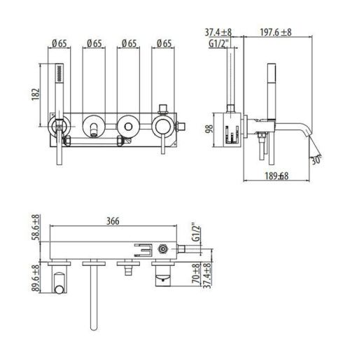 Смеситель Gattoni CIRCLE TWO 9105/91NO встраиваемый в стену черный - фото 2