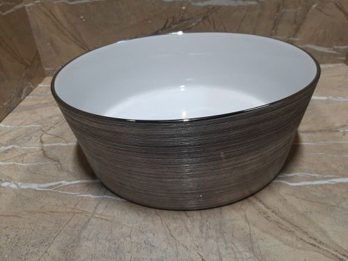 Раковина из сантехнического фаянса CeramaLux C1054 40х40 накладная цвет хром без отверстий под смеситель - фото 2