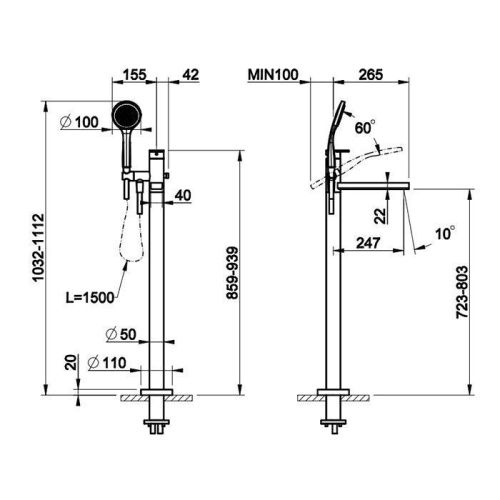 Смеситель Gessi Emporio Via manzoni 24982#031 напольный хром - фото 2