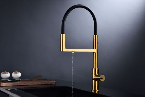 Смеситель для кухни Paulmark TORNADO To213402-BG на мойку золото - фото 4