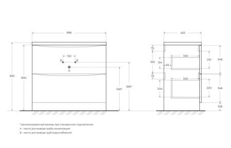 Тумба под раковину BelBagno Acqua ACQUA-900-2C-PIA-BL 90х50 напольная цвет белый