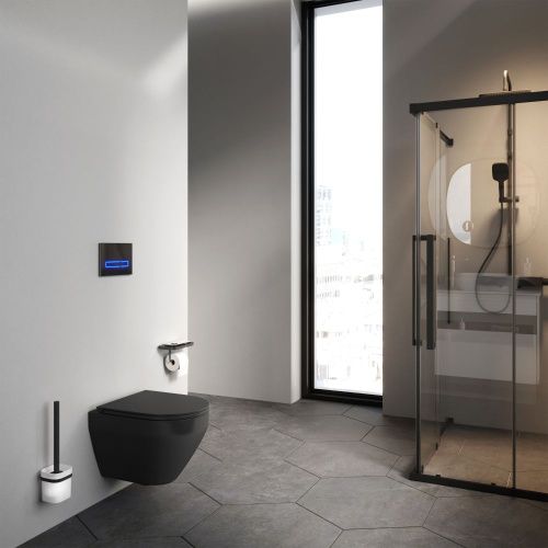 Унитаз подвесной Am.Pm Spirit V2.0 C701700MBSC черный с сиденьем микролифт безободковый каскадный смыв - фото 4