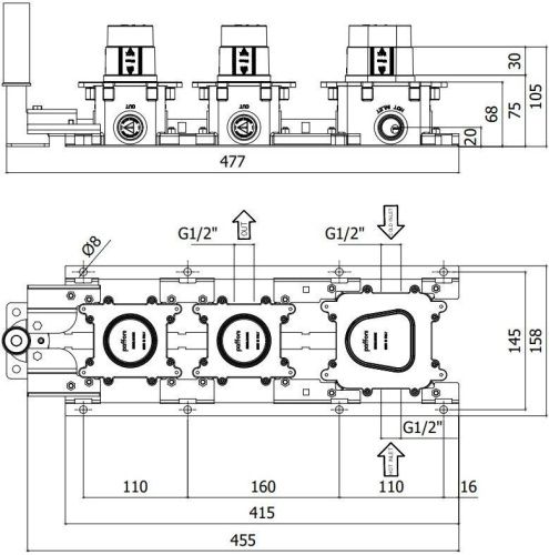 Скрытая монтажная часть для смесителя Paffoni Modular Box MDBOX000 - фото 2