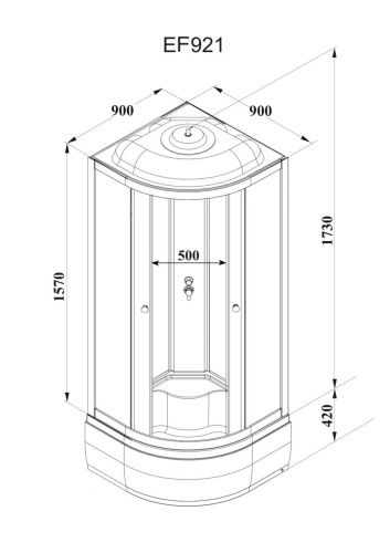 Душевая кабина Parly Effect EF921 90х90 четверть круга с крышей ориентация универсальная - фото 4