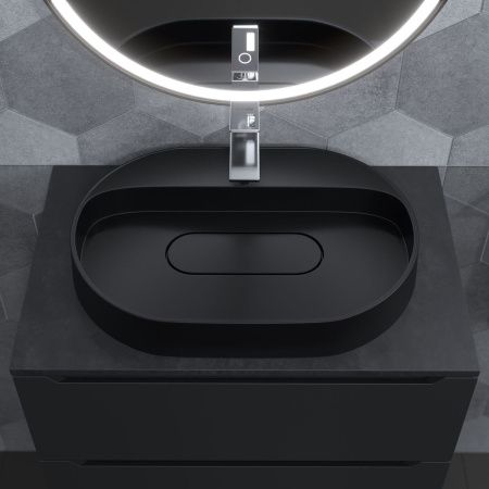 Раковина из искусственного камня Uperwood Tanos Quartz 291030524 60х40 накладная цвет черный