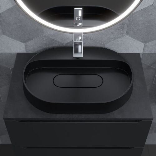 Раковина из искусственного камня Uperwood Tanos Quartz 291030524 60х40 накладная цвет черный - фото 5