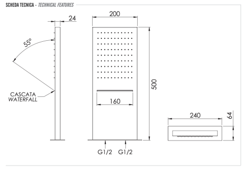 Верхний душ Remer X Style Inox SS350SSCAX 25х50 нержавеющая сталь - фото 2