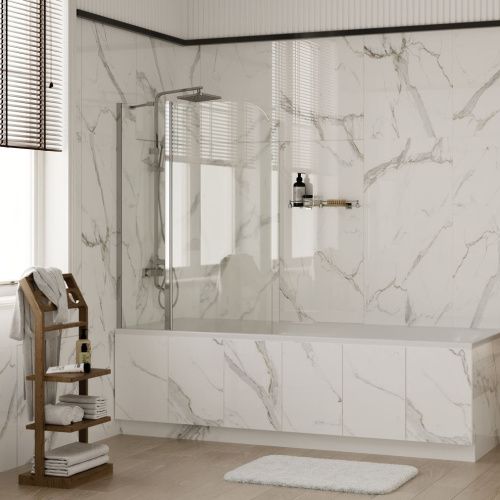 Душевая шторка на ванну Wasserkraft Leine 35P 35P02-110 110х140 стекло прозрачное профиль хром ориентация универсальная - фото 2