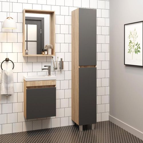 Тумба под раковину Onika Милтон 104511 40х20 подвесная цвет серый/бежевый - фото 5