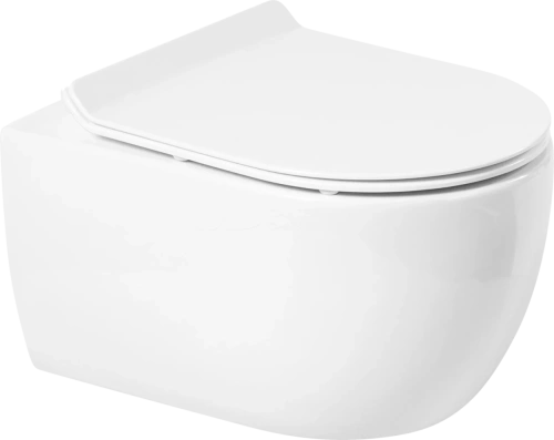 Унитаз подвесной Art&Max BOLOGNA AM211CHR белый с сиденьем микролифт безободковый каскадный смыв