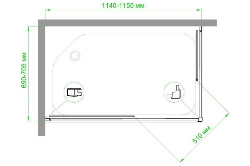 Душевой уголок Royal Bath HPD RB7115HPD-C-ST 115х70 стекло матовое профиль сатин без поддона - фото 5