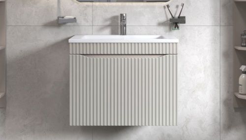 Тумба под раковину Velvex Alba 309 тирамису 70х40 подвесная цвет серый - фото 2