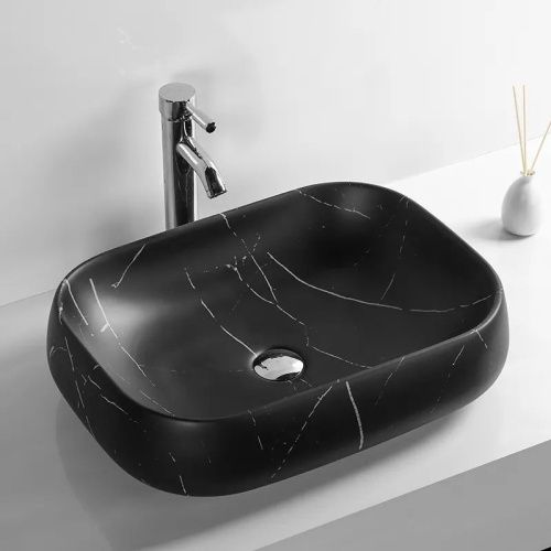 Раковина из сантехнического фарфора Cerutti SPA CR0086 MMB1 50х40 накладная цвет черный без отверстий под смеситель - фото 4