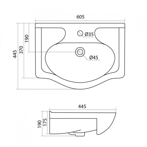 Раковина керамическая Onika Селигер 1WH110268 60х40 накладная цвет белый 1 отверстие под смеситель - фото 4