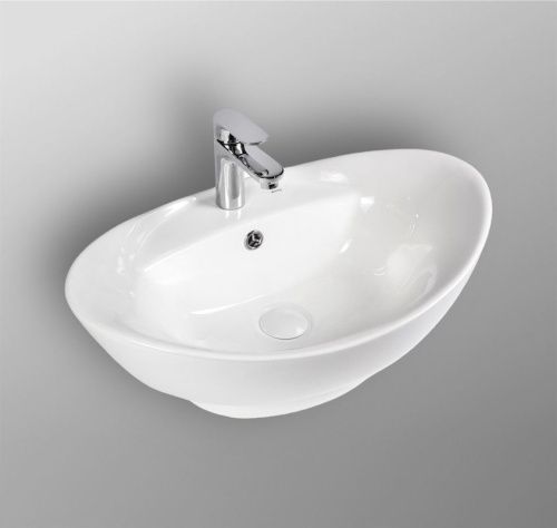 Раковина из сантехнического фарфора Bond Oval S15-590 60х40 накладная цвет белый 1 отверстие под смеситель - фото 3