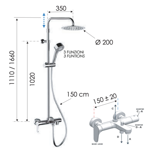Душевая стойка Remer Winner W34AUFM20 настенная цвет хром - фото 2
