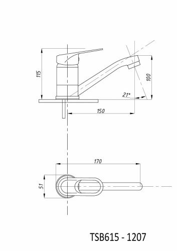 Смеситель TSARSBERG TSB-615-1207 на раковину хром - фото 3