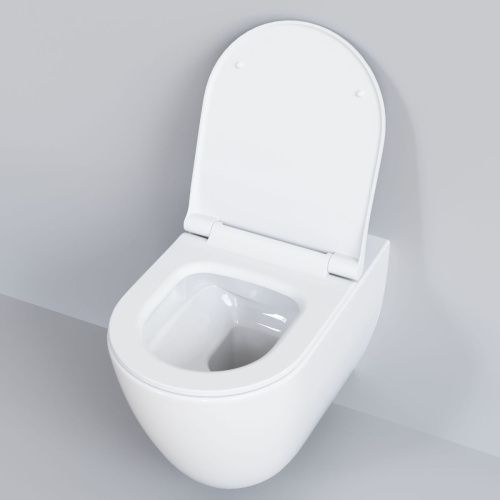 Унитаз подвесной Ambassador Queen 113T20001R-112T20001S белый с сиденьем микролифт безободковый каскадный смыв - фото 5