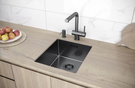 Кухонная мойка Paulmark LASSAN 38 UNI LA38-GM 40х35 цвет серый поверхность матовая