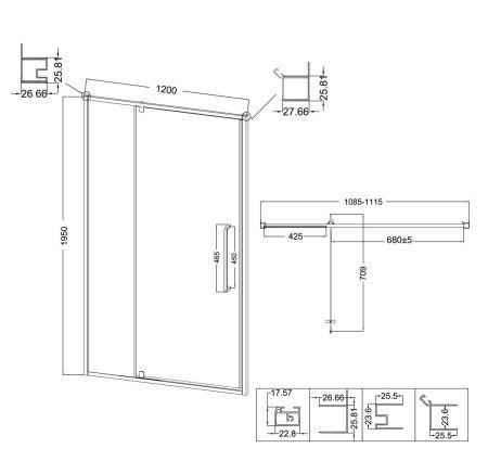 Душевая дверь Niagara Nova NG-85-12AB 120х195 стекло прозрачное профиль черный