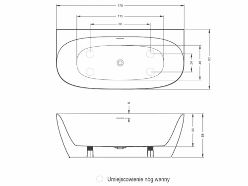 Ванна акриловая Riho OMEGA B2W B094001005 170х80 пристенная асимметричная с ножками - фото 4