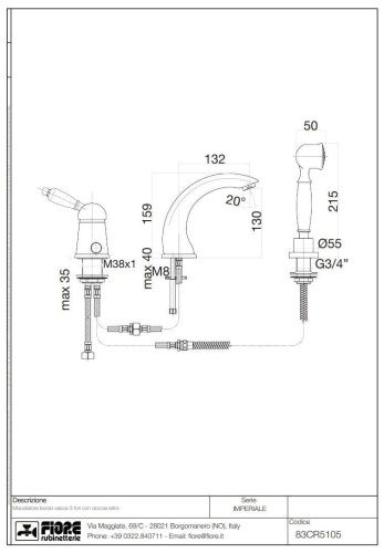 Смеситель Fiore Imperiale 83ZZ5105 на борт ванны бронза - фото 2