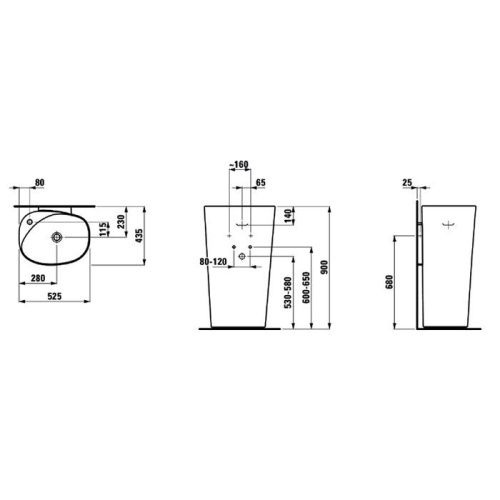 Раковина керамическая Laufen Palomba 8.1180.4.000.104.1 50 см напольная цвет белый 1 отверстие под смеситель - фото 2
