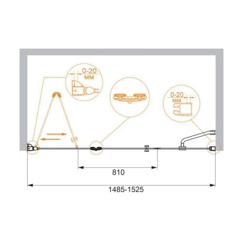 Душевая дверь Cezares ELENA ELENA-W-BS-13-60+45/45-C-Cr 150х195 стекло прозрачное профиль хром - фото 3